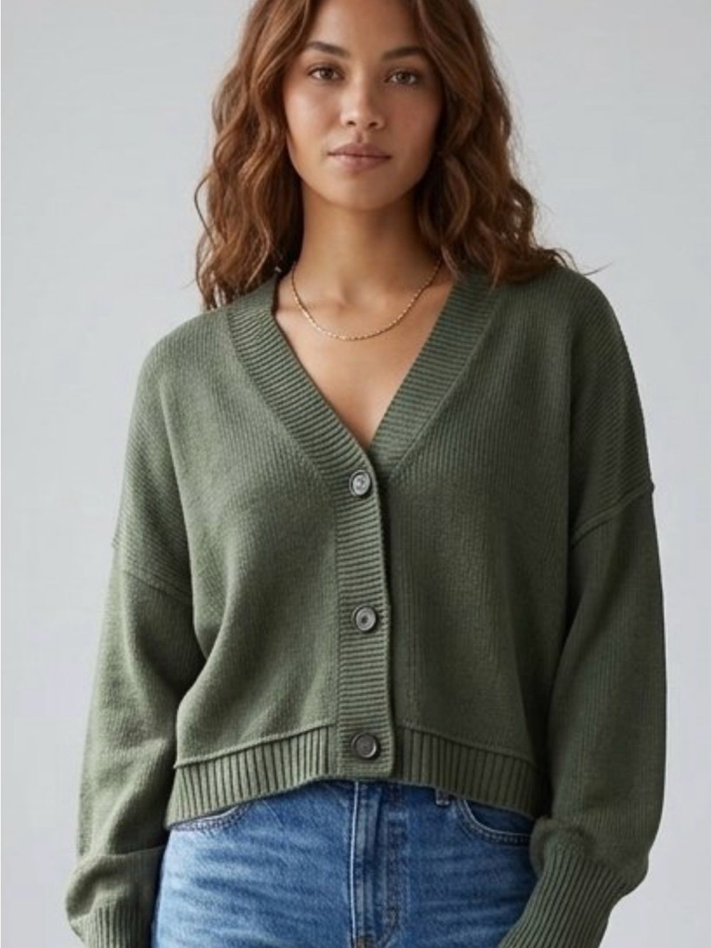 RD Style Green Button Front cropped Cardigan Oversized
Sweater XXL NWT